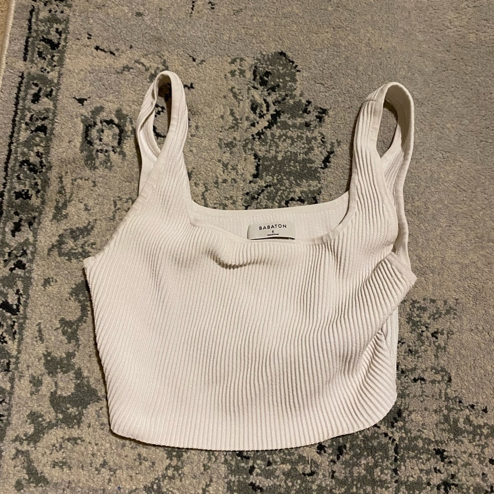 Aritzia white ribbed cropped tank top